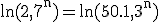 \rm ln(2,7^n)=ln(50.1,3^n)